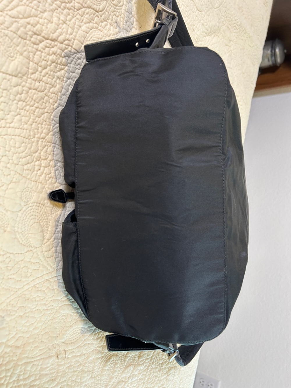 Prada Black Nylon Drawstring Backpack with Front Buckle Pockets - Picture 9 of 9